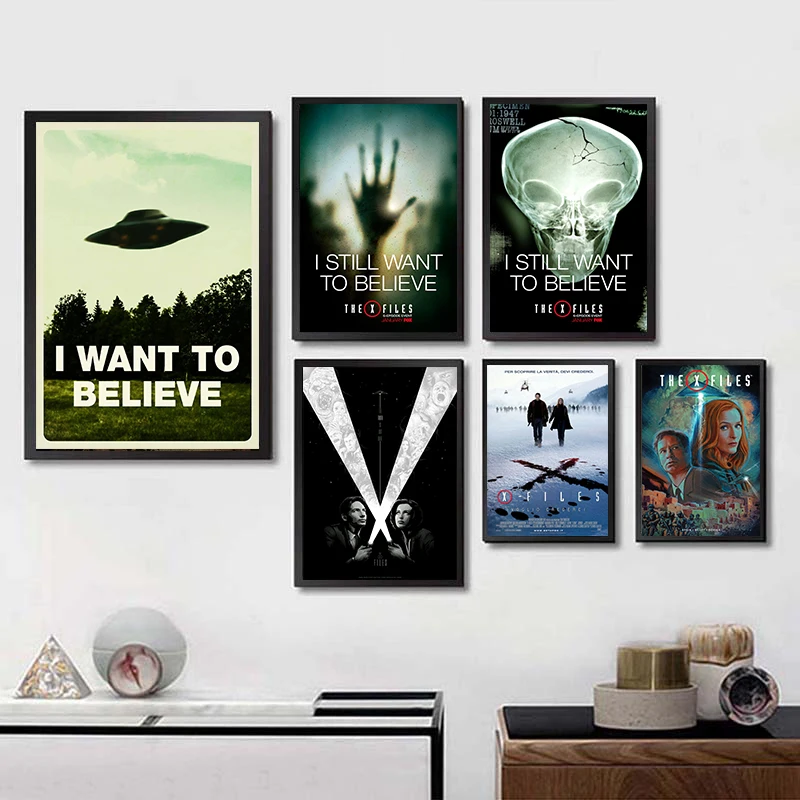 

The X-Files Alien UFO Posters Movie Wall Stickers White Coated Paper Prints High Definition Home Decoration Livingroom Bedroom