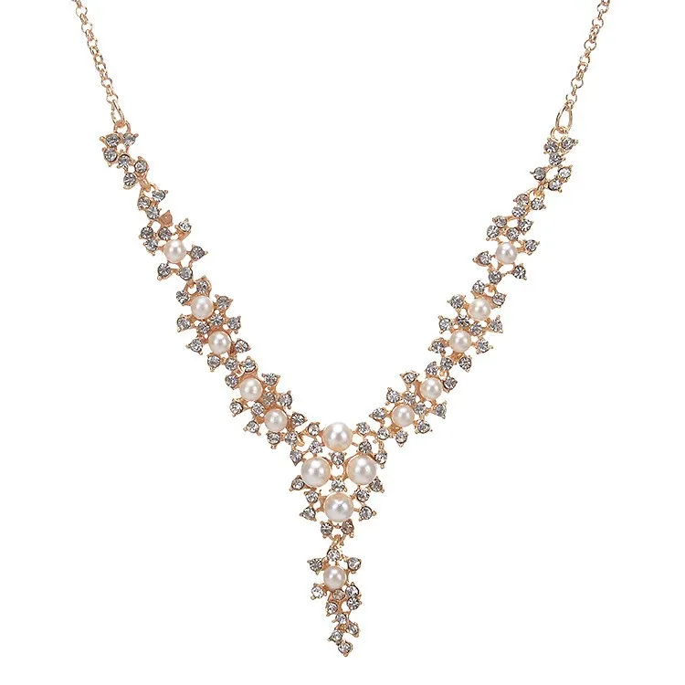 Wholesale jewelry crystal imitation pearls accessories necklace fake Necklacein Chain Necklaces