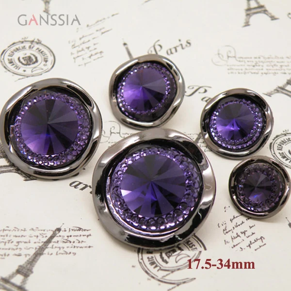 

10pcs/lot Stylish steepletop design purple rhinestone button Resin shank button for garment Sewing accessories(ss-4828)