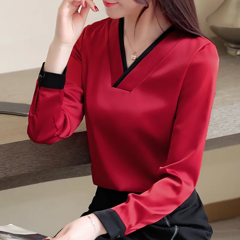 Для женщин s Топы и блузки Blusas Mujer De Moda 2021 полный сплайсированные сплошной Офисные