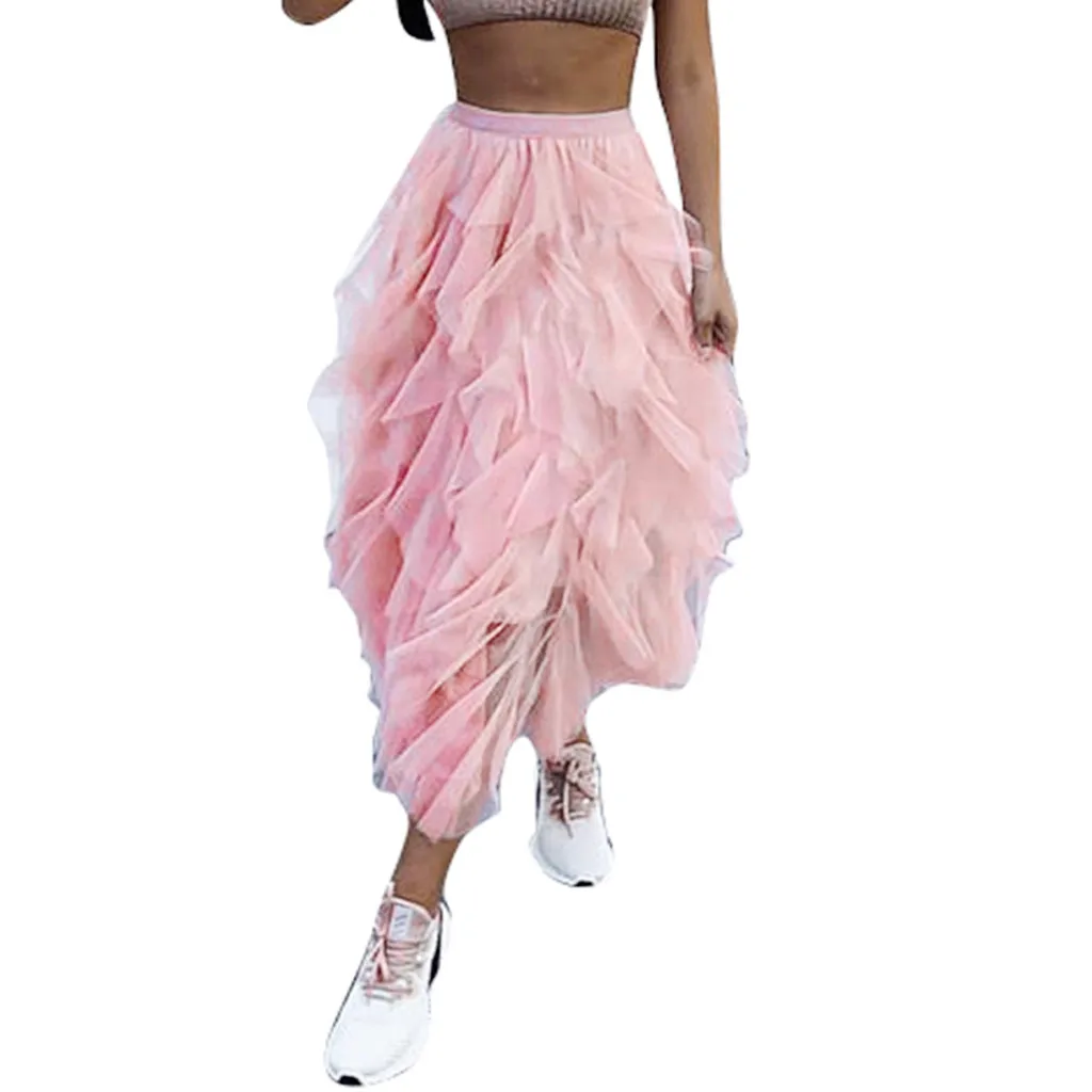 Женская юбка юбки jupe женские юбки mujer moda Ball Высококачественная плиссированная сетчатая юбка-пачка для взрослых Z4 - Цвет: B