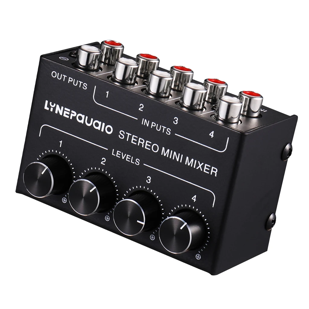 Mini Stereo RCA 4-channel Passive Mixer Lossless Audio for CD Player Tape Player PC 