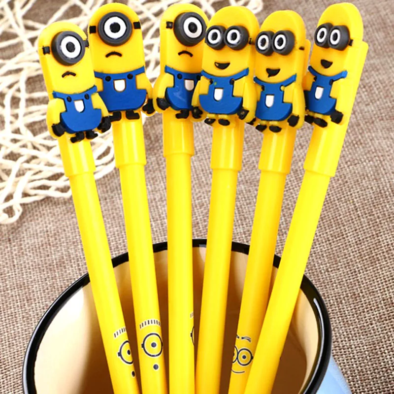

1pc creative stationery student pen single eyes cute cartoon gel pen 0.5mm full needle black ink pen school office stationery