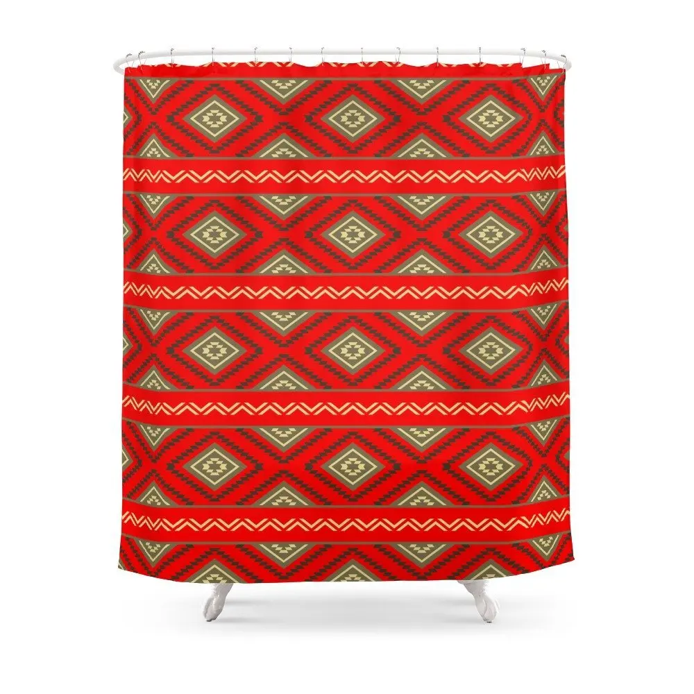 Tribal 6 Ethno Ethnic Aztec Navajo Pattern Boho Chic Shower Curtain Waterproof Bathroom
