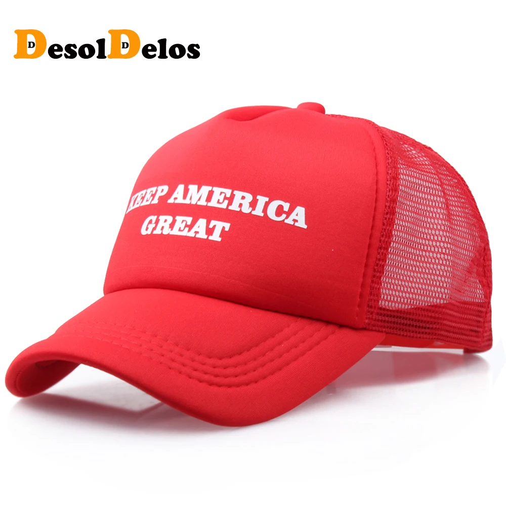

DesolDelos Men Trump Keep America Great Donald Printing Baseball Caps Women Adjustable Black White Red Snapback Hat Wholesale