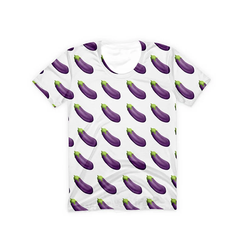 Eggplant Peach Emoji 3D All Over Printed T Shirts Summer Casual Street