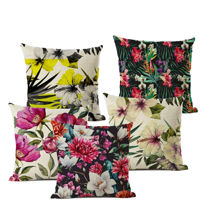 Colorful Plant Cushion Cover Linen Cotton Home Textile Sofa Decorative Chair Pillow Office Best-selling Fashion Bedding | Дом и сад