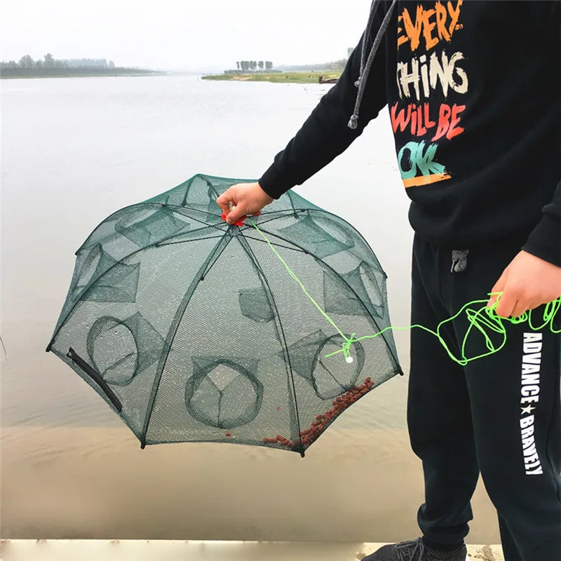 

Umbrella Net Fishing Cage 4/6/8/12/16 Hole Automatic Folding Portable Fishing Net Fishing Shrimp Fish Carp Bait Casting Net Trap