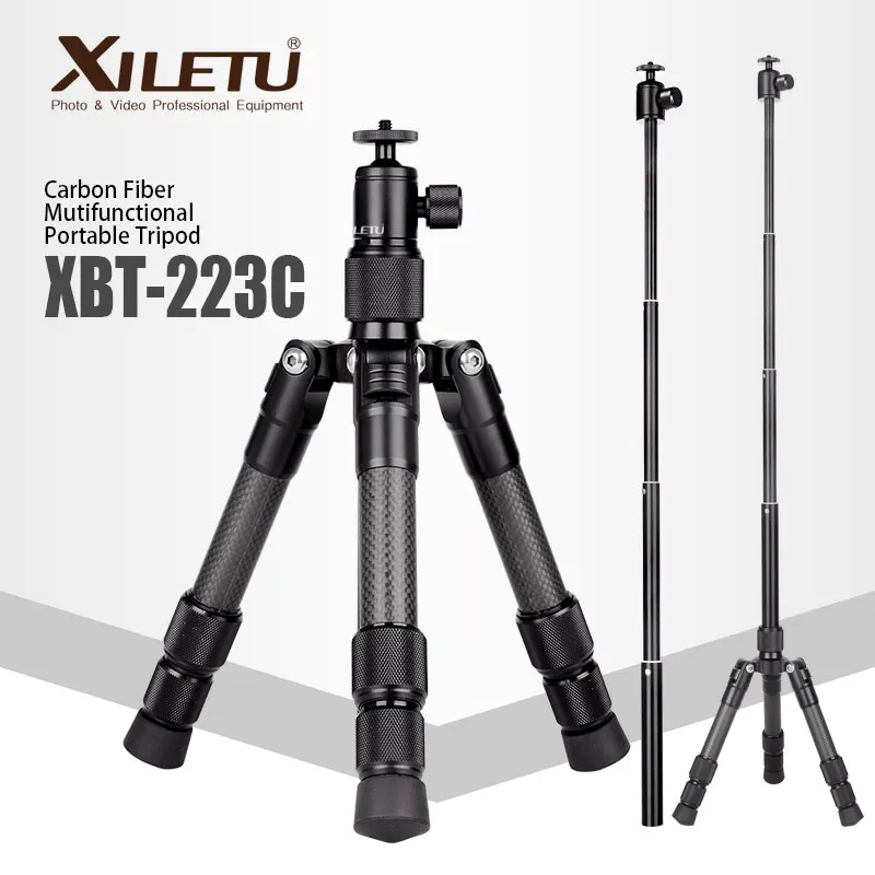 

XILETU XBT-223C Carbon Fiber Stable Tabletop Desktop Tripod&Ball Head For Digital camera Mirrorless camera Smart phone