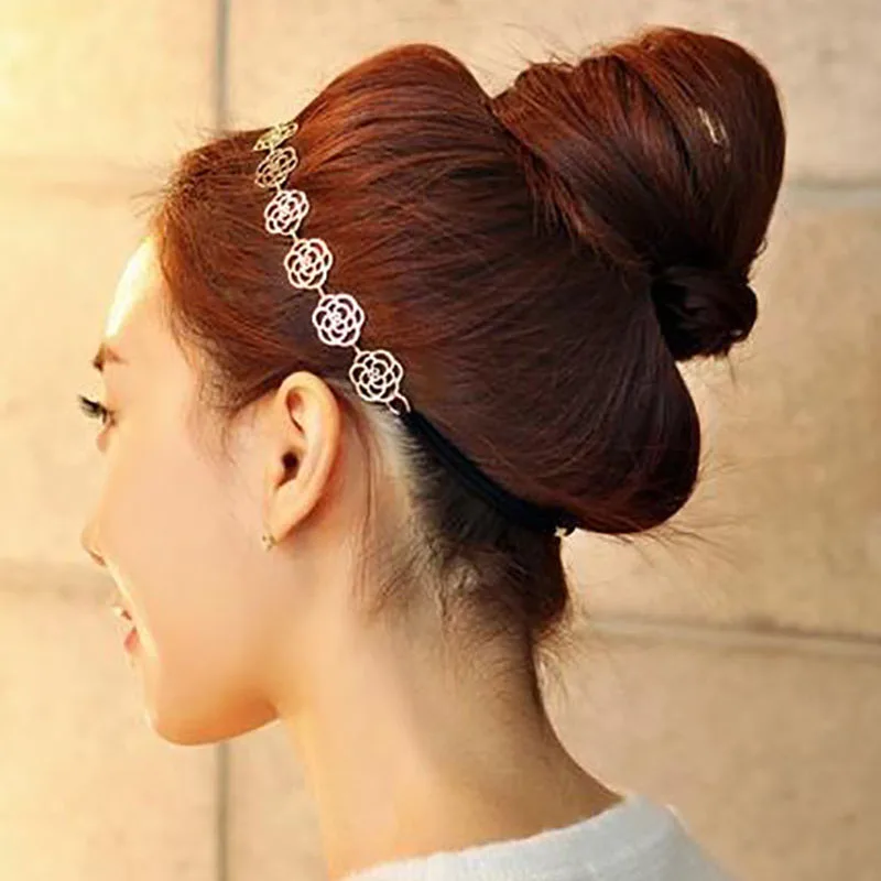 

Surou Korean Version Ornaments Elasticity Hair Ornaments Headdress Hollowed-Out Roses Dish Hair Hair Band Wreath Women Boho