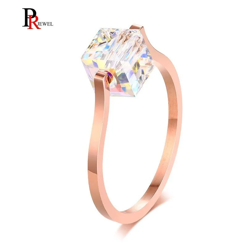 

Elegant Bright CZ Engagement Rings for Women Pink Gold Color Female Anel