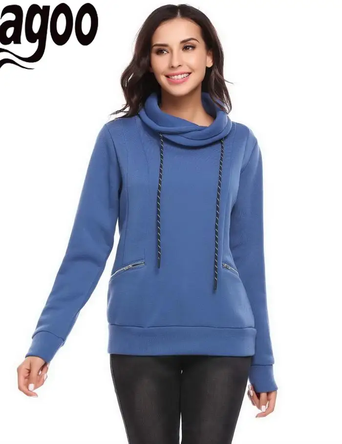 None Solid Casual Stand Collar Long Sleeve Women Zipper Pocket Pullover