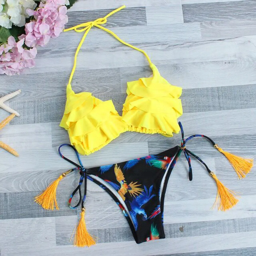 

Bikini 2019 Sexy Push Up Swimwear Women Halter Bikini Set Swimsuit Female Floral Print swimsuit women bikini sexy drop ship