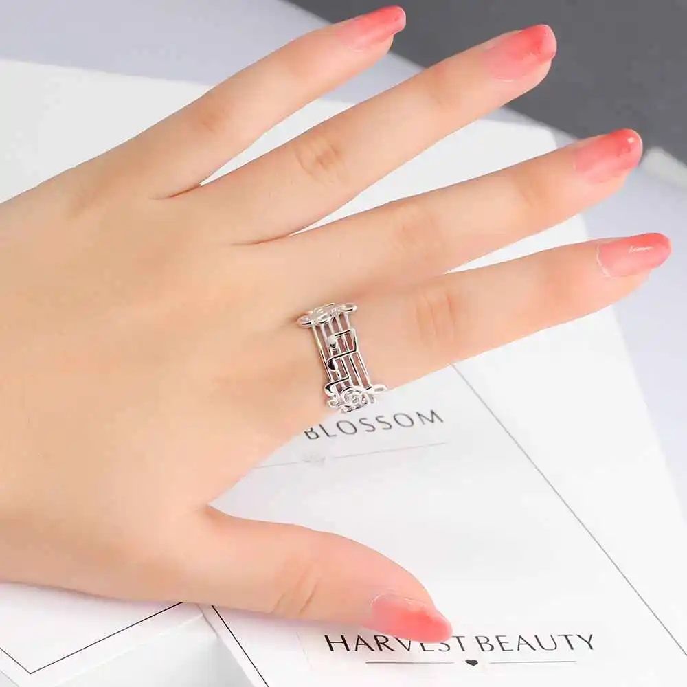 New 925 Sterling Sliver Rings for Women with Musical Note Pattern Music Lover's Band Ring Fashion Jewelry Gift JewelOra RI102767