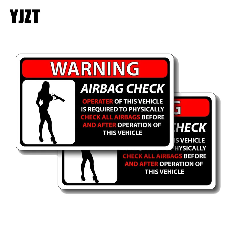 

YJZT 2X 13CM*7.6CM Warning Check All Airbag Before And After Car Sticker PVC Decal 12-0384