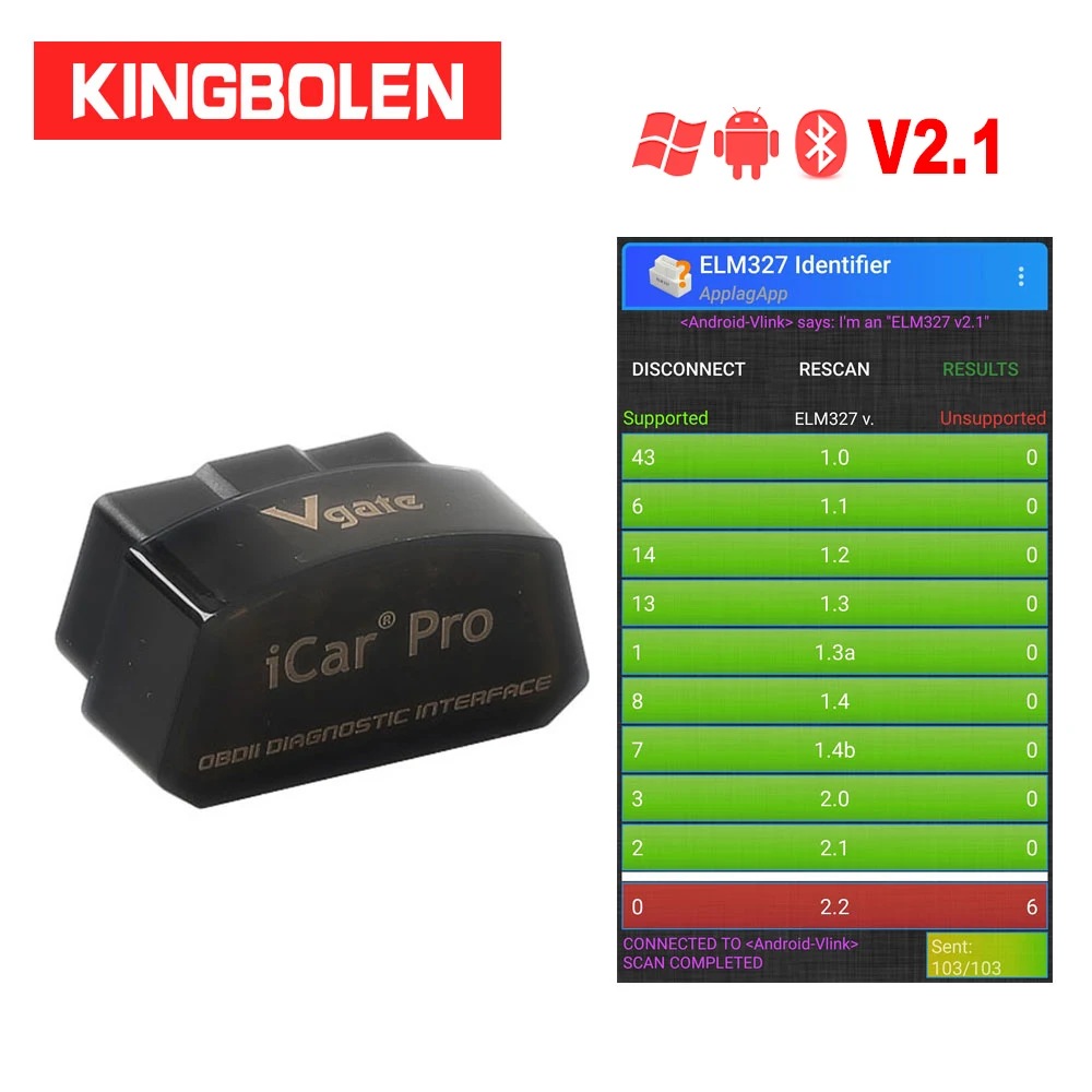 

Vgate iCar pro bluetooth 3.0/4.0/WiFi Android/PC/IOSsupports Auto Wake Up Mode Elm327 V2.1 OBDII Code Reader Diagnostic tool