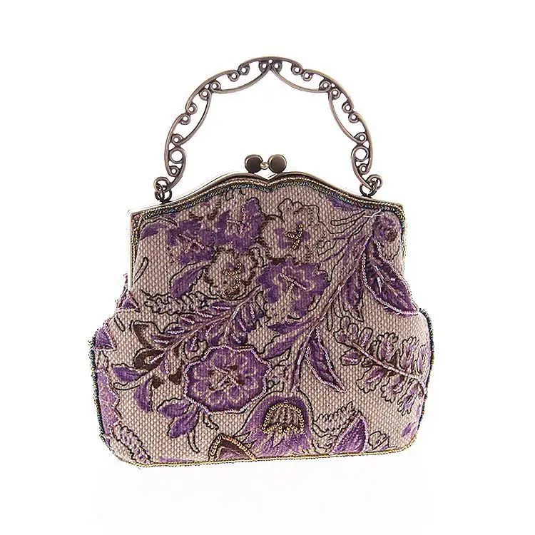 Vintage Printed Floral Evening Bag Embroidery Beading Diamonds Evening Bag Small Party Wedding Chain Shoulder Handbags Vintage Printed Floral Evening Bag Embroidery Beading Diamonds Evening Bag Small Party Wedding Chain Shoulder Handbags