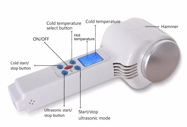 Ультразвук горяче-холодный молоточек криотерапия теплый лед нагревание кожи лица лифтинг затянуть омоложение кожи лица