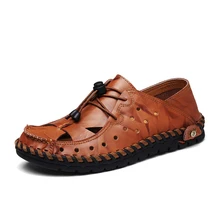 VASTWAVE/Летняя кожаная дышащая обувь; мужские повседневные сандалии из натуральной кожи; легкая мягкая подошва; Мужская обувь хорошего качества
