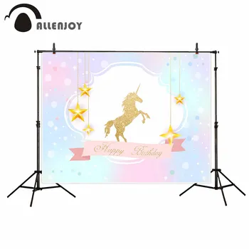 

Allenjoy background photography unicorn birthday party dream stars purple backdrop photobooth original design customize