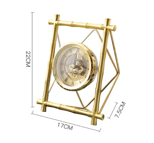 

Decorative Table Golden Clock Living Room Bedroom Clock Decoration Creative Retro Table Desktop Manual Mute Clock Ornaments