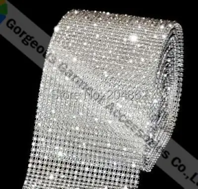 

1 yard 24 row clear crystal rhinestone mesh trim with SS12 stones Transparent plastic base For Costume wedding cake decoration