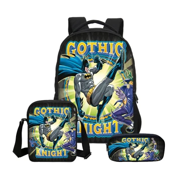 

VEEVANV Batman School Backpacks Pencil case 3 Pcs Set Fashion Travel Children Super Hero Bookbag Boys Men Laptop Shoulder Bags