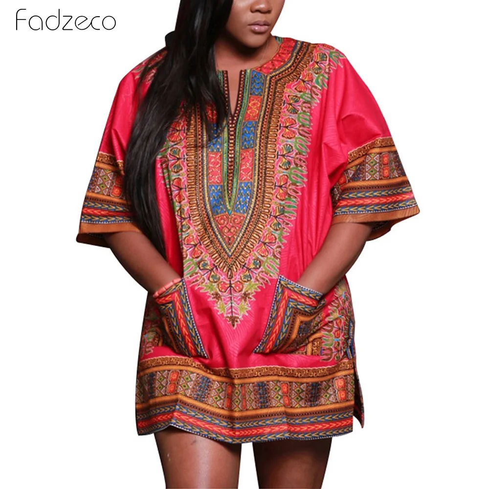 Fadzeco font b Women s b font African Print Dashiki font b Dress b font Floral