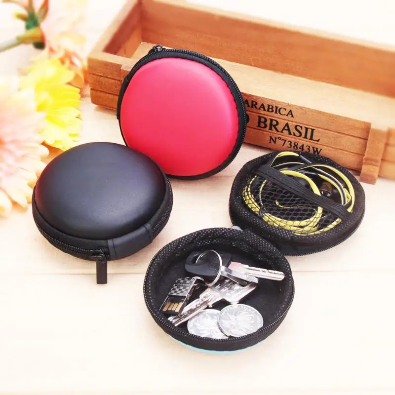 

Mini Round EVA Case Headset Bluetooth Earphone Cable Storage Box Key Coin Hard Holder Box Hold Case Earphone Accessories