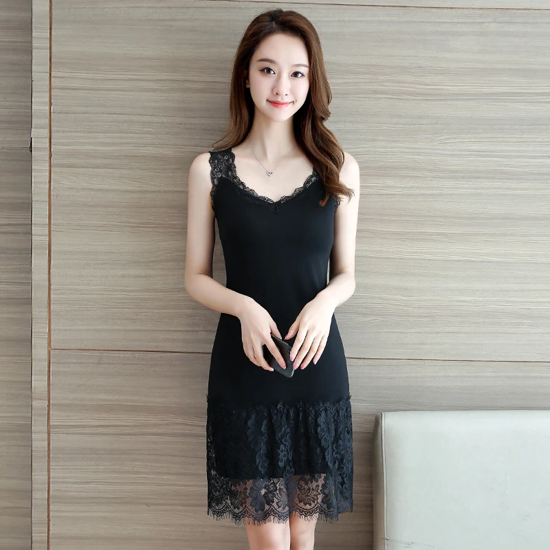 2019 new elegant nightgowns women sexy silk full slips dress long underdress solid underdress for girl