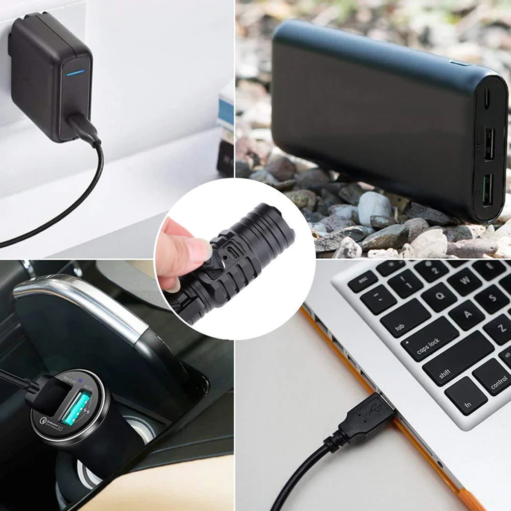 Алюминиевый Сплав Мини Тактический фонарик XML T6 LED USB зарядка 5 режимов 3800 люмен