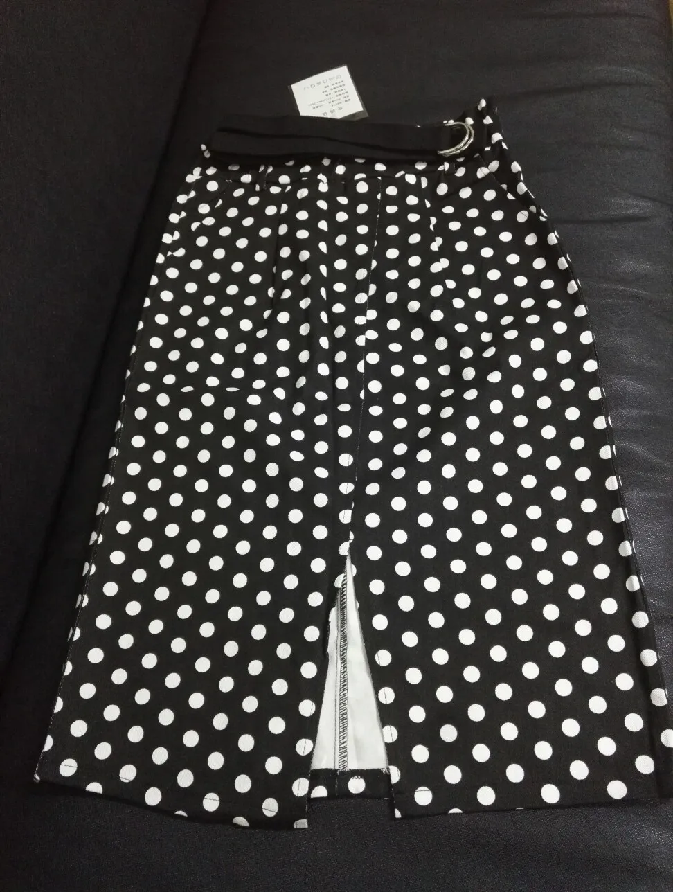 Модная женская юбка в горошек с эластичной талией и высокой талией, плюс размер 2XL