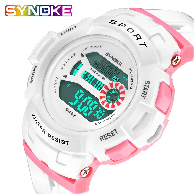 

SYNOKE Kids Digital Watches Children's Gift LED Waterproof Girl Watch Colorful Strap Band Children's Smart Watches For Girl