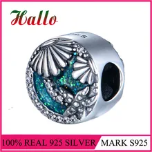 Лидер продаж высокое качество 925 пробы серебро Мирового океана эмалевые подвески в форме шаров Fit Марка кулоны браслеты Сделай Сам Fine Jewelry