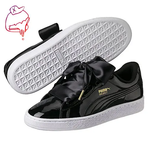 2018 Оригинал PUMA Basket Heart Patent Для женщин кроссовки замшевые Атлас бадминтон обувь
