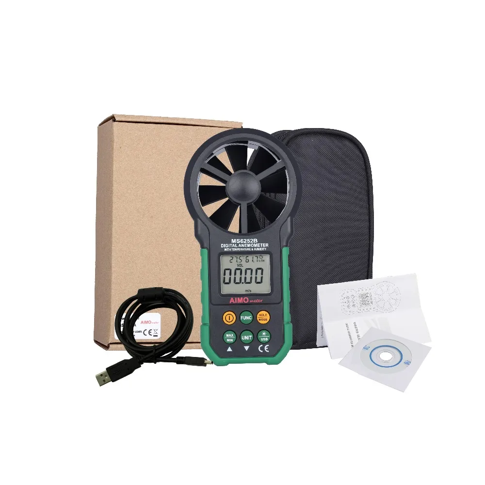 

aimometer MS6252B Digital Anemometer Temperature Humidity Tester Sensor Anemometro Air Flow Wind Speed Velocity Meter USB