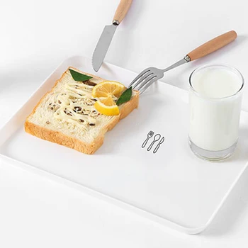 

Nordic Style Dessert Serving Tray White Square Serving Tray Plastic Plates Breakfast Bread Snack Serving Tray Home Storage