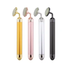 24k Beauty Bar Electronic Facial Jade Roller Vibrating Massager For Face Lifting Anti-aging Cheeks Skin Tightening Care Machine sonic hot cold vibrating massager hammer usb beauty machine face lifting skin tightening wrinkle remover anti aging apparatus