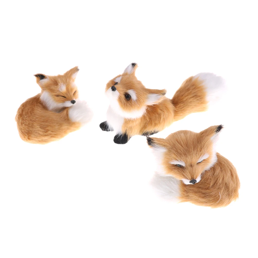 New Simulation brown fox toy furs squatting fox model home decoration Animals World with Static Action Figures Toys Gift for Kid