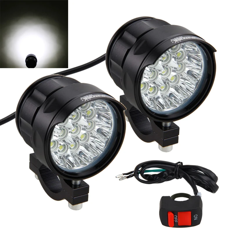 

2PCS 80W 10000LM 4V-84V Motorcycle 16x XM-L T6 LED Headlight Driving Fog Lamp Spot Light with Switch