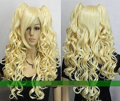 Wholesale price Hot Sell! TSC^^^^New Cosplay Lolita Blonde Mixed Curly wig Heat Resistant Split Type Wig |