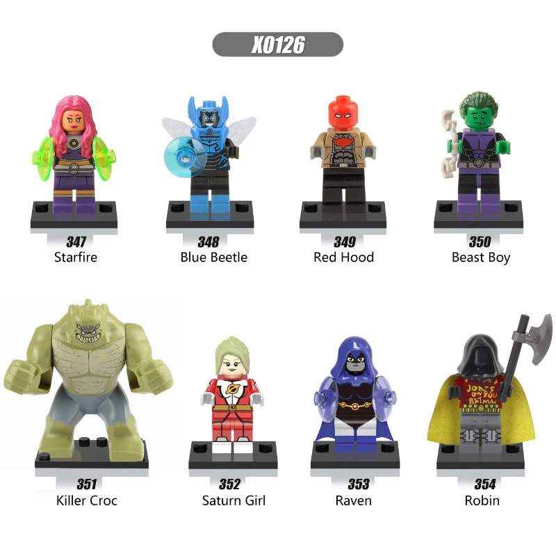 

Single sale Building Blocks Toy Marvel Starfire Saturn Girl Robin Blue Beetle Killer Croc Beast Boy Super Heroes Kids Toys