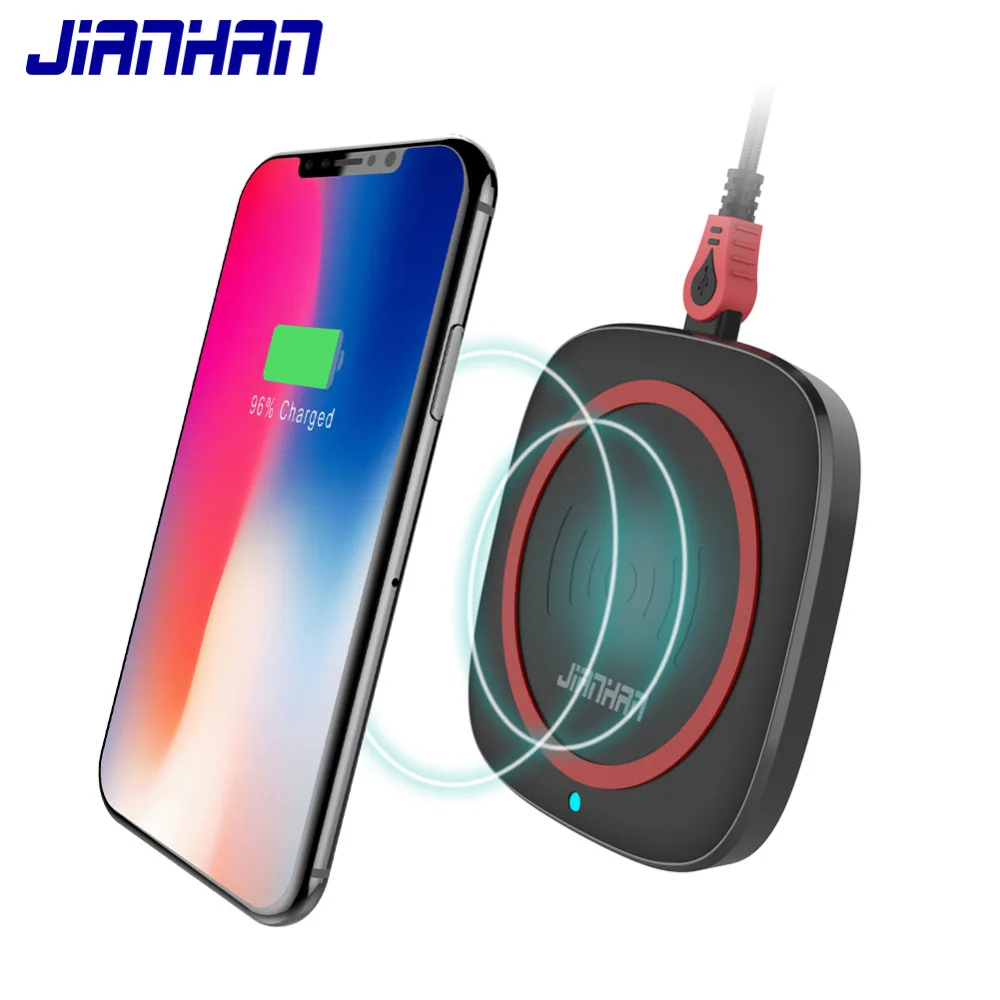 

JianHan Qi Wireless Charger for iPhone 8/X/8 Plus 15W+QC 3.0 adapter Fast Charging pad for Samsung S9 S8 S7 Note Xiaomi Huawei