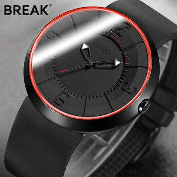 

BREAK Men's Women Top Luxury Brand Fashion Sports Analog Quartz Wristwatch Creative Unique Silicone Band Watches Gift for Men