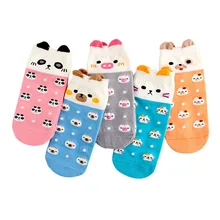 6 пар, женские носки с милыми животными, летние носки с вышивкой свинки, милые носки, дезодорант, удобные повседневные милые носки с героями мультфильмов для девочек, Meias