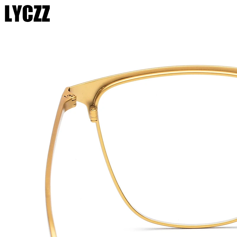 LYCZZ Сверхлегкий Металл золото очки для женщин оптический Мода 2019 г. чистый титан