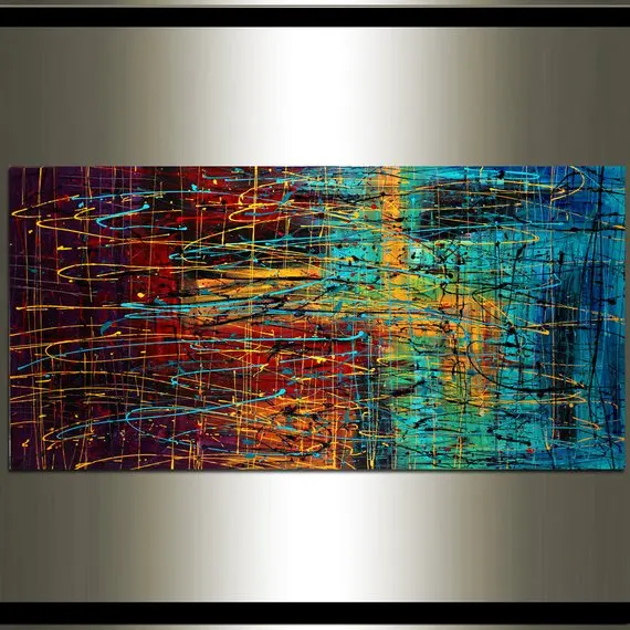 

Painting Huge artwork Abstract Art Drip Style, Oil Painting thick layers contemporary wall art on Canvas, Original Painting