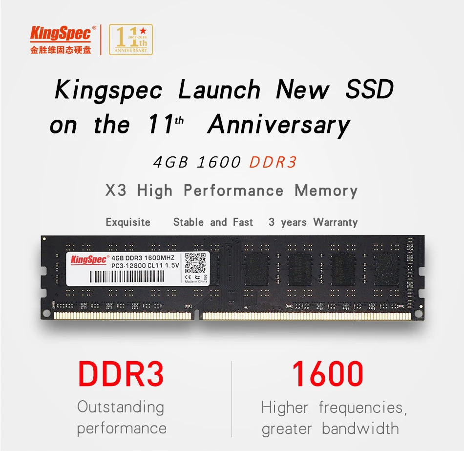 KingSpec DDR3 оперативная память DDR3 4 ГБ 8 ГБ 1600 МГц для настольных ПК DDR3 ПАМЯТЬ оперативная память ddr3 8 ГБ 4 ГБ