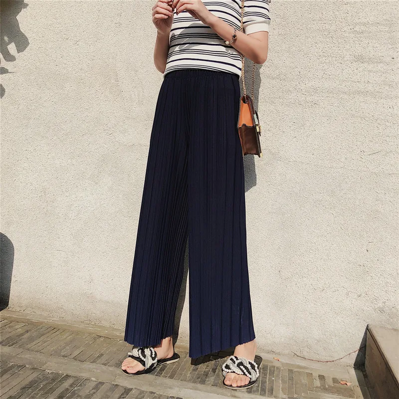 2019 Season High Waist Pleated Chiffon Leg Pants Woman Summer Nine Points Student Hong Kong Flavor Easy 2019 Season High Waist Pleated Chiffon Leg Pants Woman Summer Nine Points Student Hong Kong Flavor Easy