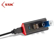 SSK 4-Порты и разъёмы Mini USB 3,0 usb концентратор переносной распределитель встроенной техники безопасности передачи Скорость 5 Гбит/с Алюминий SHU028